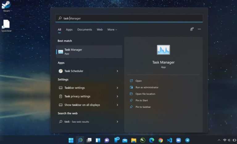 How to Open the Task Manager Through the Search Column in Windows 11